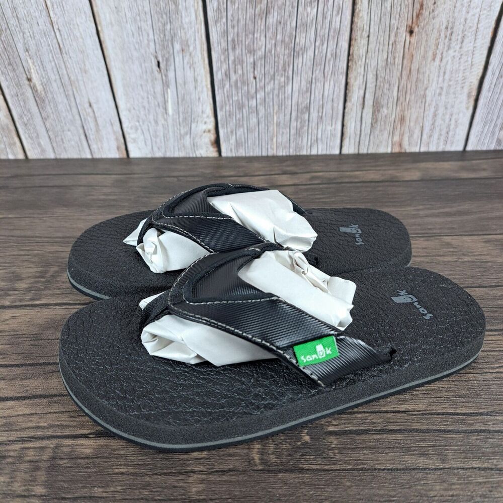 Sanuk Kids Root Beer Cozy Flip Flop Sandals Sz 12-13 Black (NWOB)